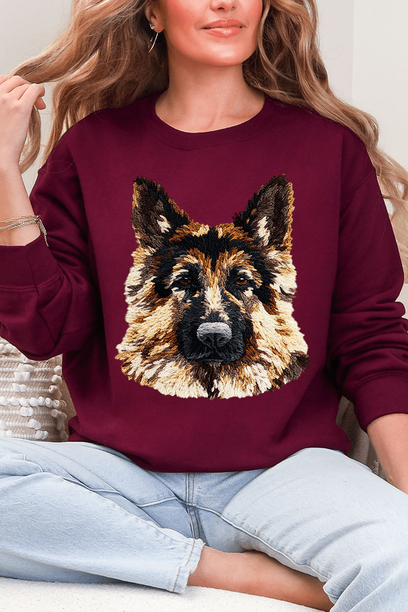Faux Yarn German Shepherd Ecosmart Crewneck Sweatshirt - Wholesale Accessory Market