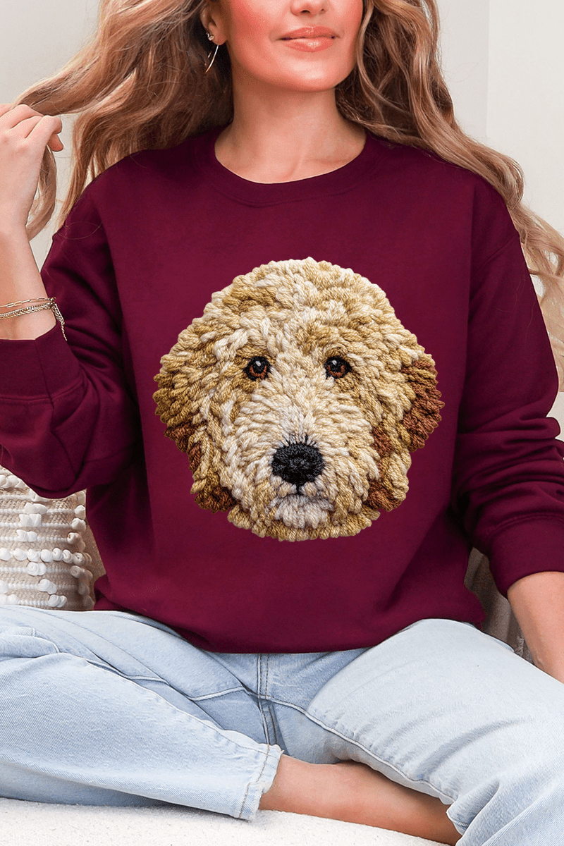 Faux Yarn Goldendoodle Ecosmart Crewneck Sweatshirt - Wholesale Accessory Market