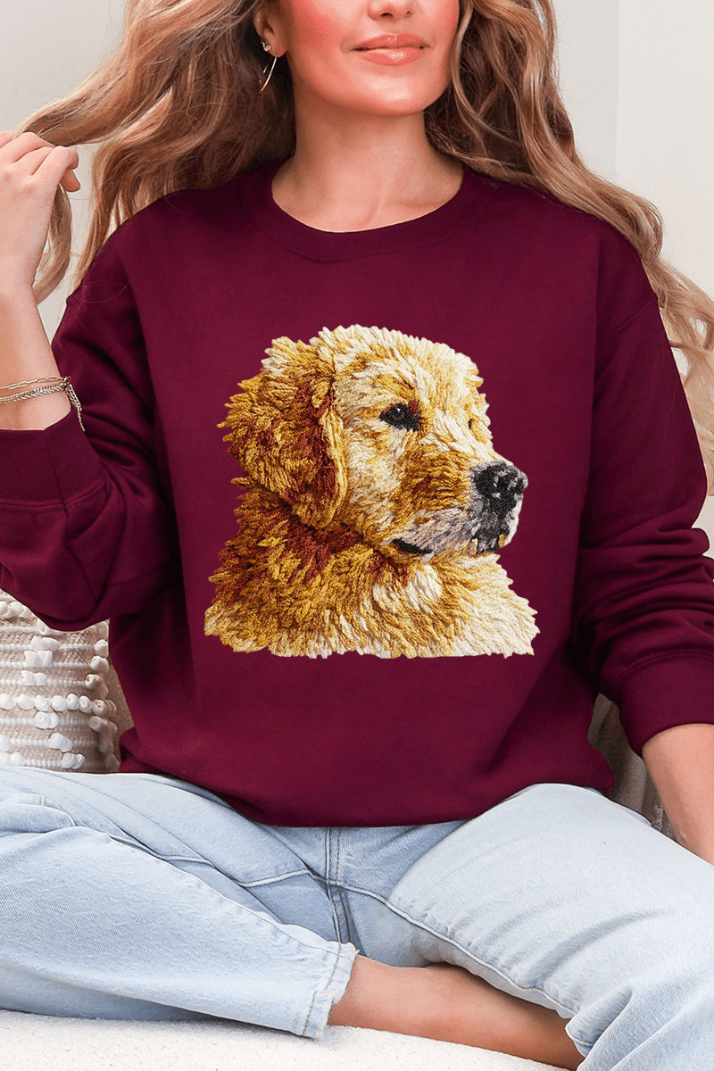 Faux Yarn Golden Retriever Ecosmart Crewneck Sweatshirt - Wholesale Accessory Market