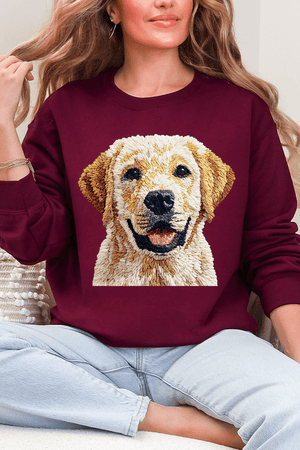 Faux Yarn Yellow Labrador Retriever Ecosmart Crewneck Sweatshirt - Wholesale Accessory Market