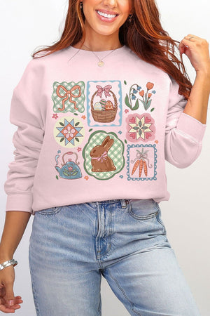 Blossom Bunny Patch Ecosmart Crewneck Sweatshirt - Wholesale Accessory Market