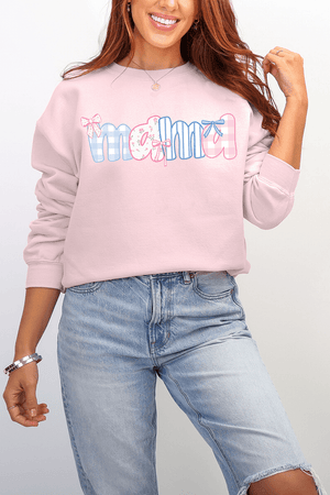 Coquette Floral Pink And Blue Mama Ecosmart Crewneck Sweatshirt - Wholesale Accessory Market