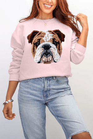 Faux Yarn English Bulldog Ecosmart Crewneck Sweatshirt - Wholesale Accessory Market