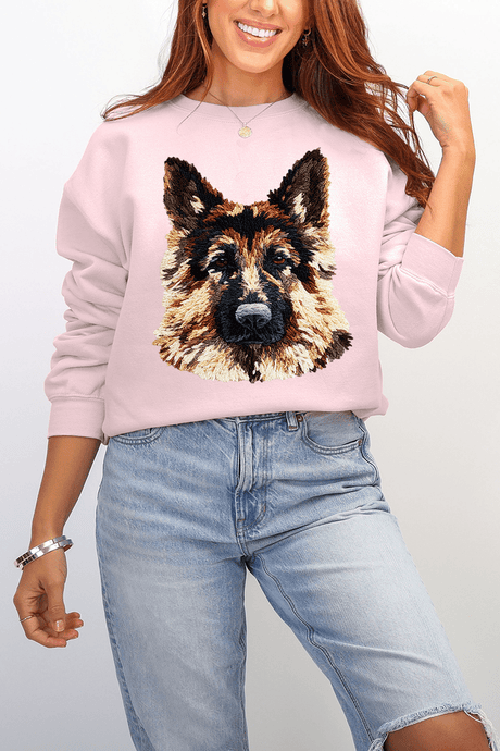 Faux Yarn German Shepherd Ecosmart Crewneck Sweatshirt - Wholesale Accessory Market