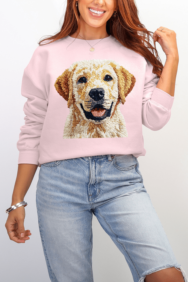 Faux Yarn Yellow Labrador Retriever Ecosmart Crewneck Sweatshirt - Wholesale Accessory Market