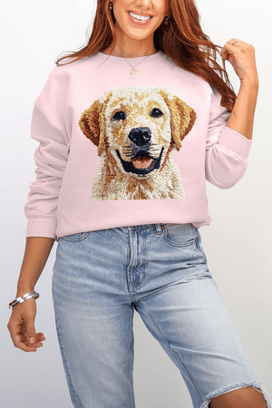 Faux Yarn Yellow Labrador Retriever Ecosmart Crewneck Sweatshirt - Wholesale Accessory Market