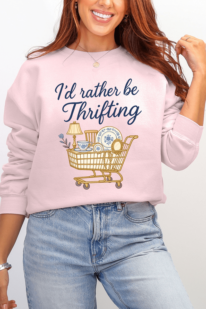 I'd Rather Be Thrifting Ecosmart Crewneck Sweatshirt - Wholesale Accessory Market