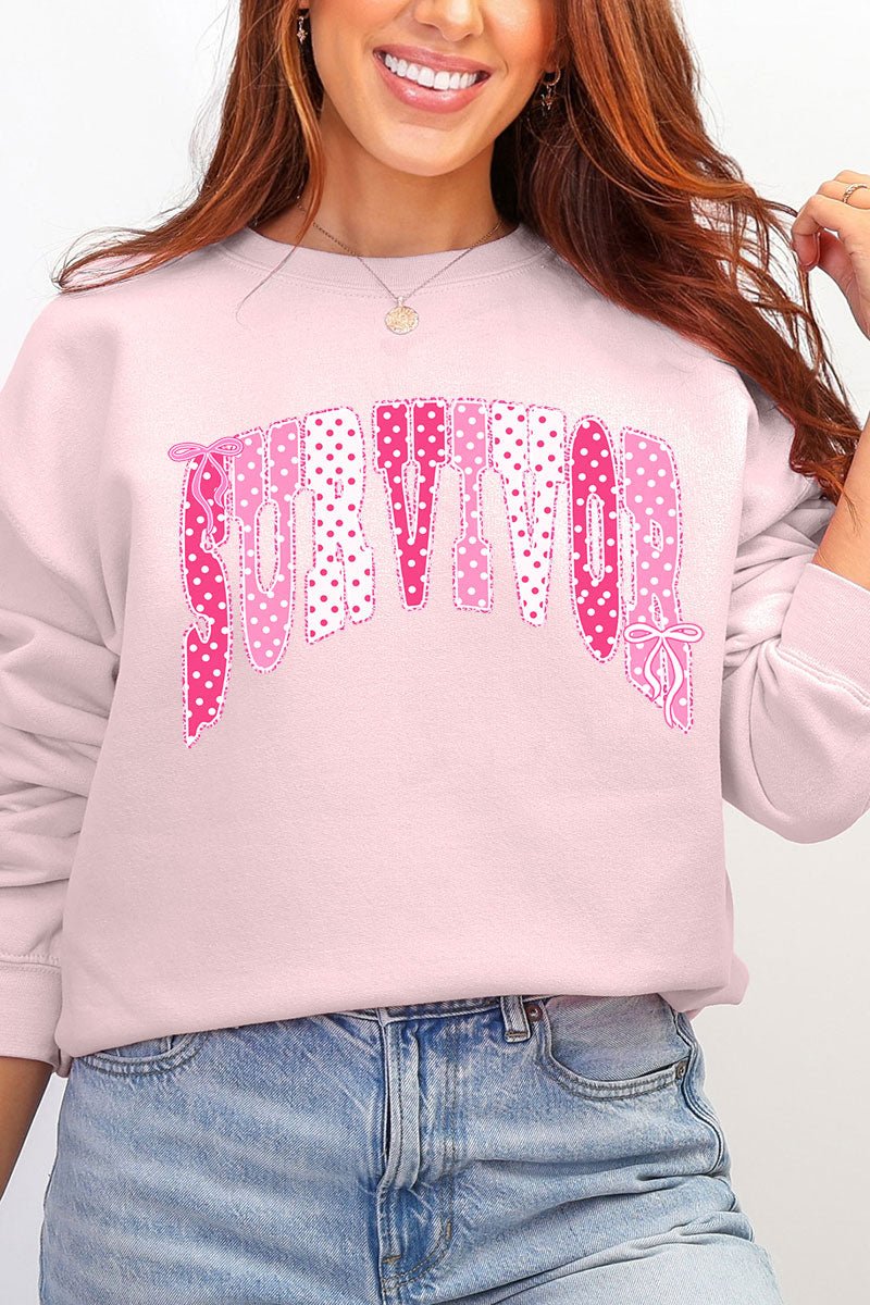 Pink Polka Pop Survivor Ecosmart Crewneck Sweatshirt - Wholesale Accessory Market