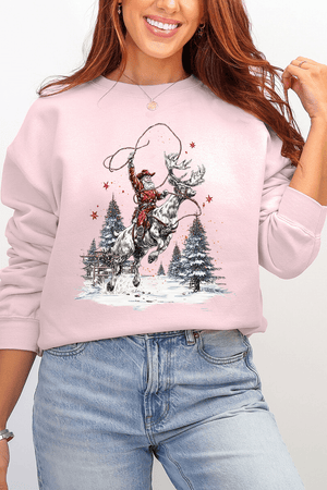 Retro Rodeo Santa Ecosmart Crewneck Sweatshirt - Wholesale Accessory Market