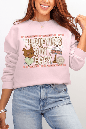 Thrifting Ain't Easy Ecosmart Crewneck Sweatshirt - Wholesale Accessory Market