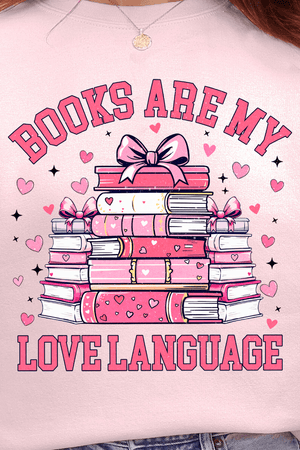 Valentine Books Are My Love Language Ecosmart Crewneck Sweatshirt - Wholesale Accessory Market