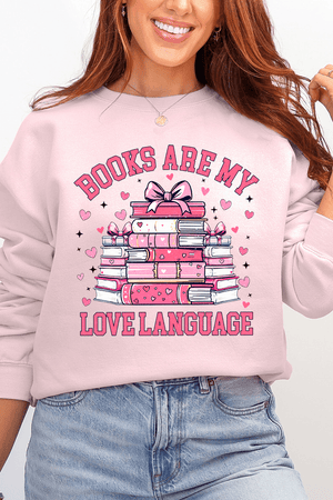 Valentine Books Are My Love Language Ecosmart Crewneck Sweatshirt - Wholesale Accessory Market