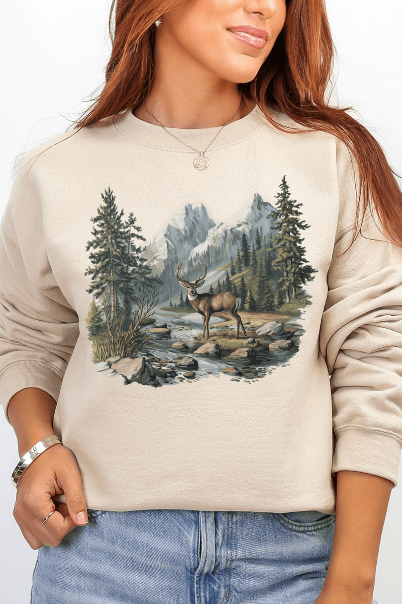 Alpine Deer Ecosmart Crewneck Sweatshirt - Wholesale Accessory Market