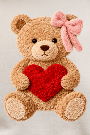 Cozy Heart Cub Faux Yarn Ecosmart Crewneck Sweatshirt - Wholesale Accessory Market