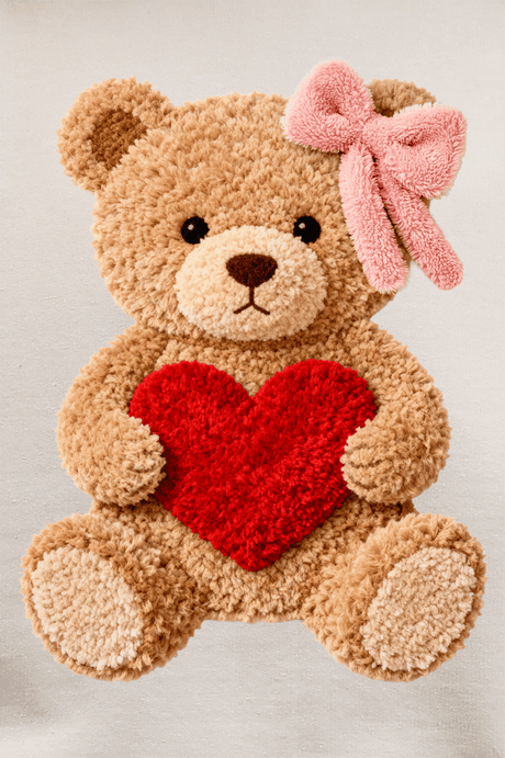 Cozy Heart Cub Faux Yarn Ecosmart Crewneck Sweatshirt - Wholesale Accessory Market