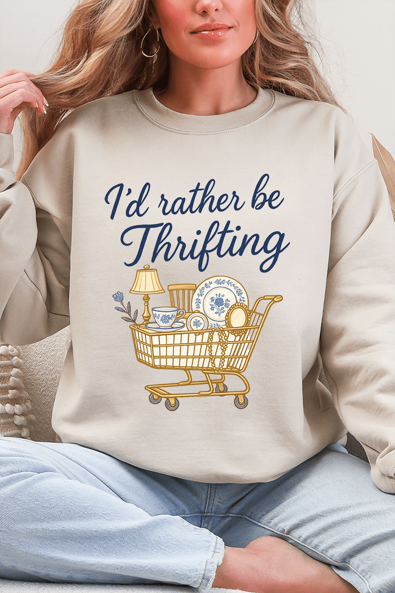 I'd Rather Be Thrifting Ecosmart Crewneck Sweatshirt - Wholesale Accessory Market