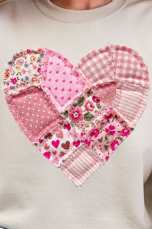 Patchwork Heart Ecosmart Crewneck Sweatshirt - Wholesale Accessory Market