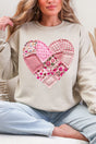 Patchwork Heart Ecosmart Crewneck Sweatshirt - Wholesale Accessory Market