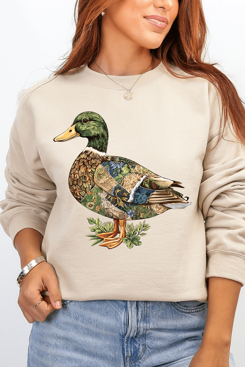 Patchwork Mallard Ecosmart Crewneck Sweatshirt - Wholesale Accessory Market
