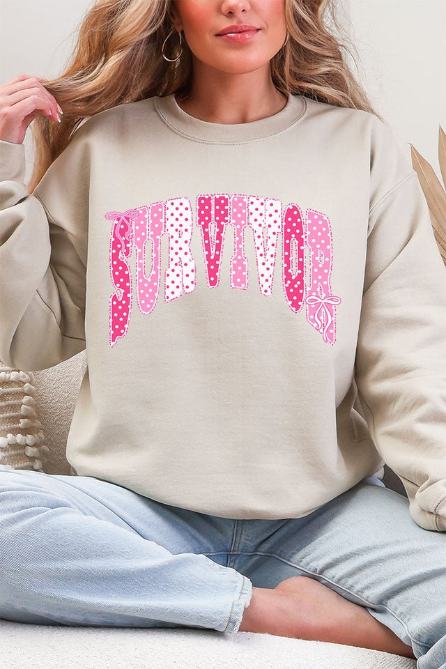Pink Polka Pop Survivor Ecosmart Crewneck Sweatshirt - Wholesale Accessory Market