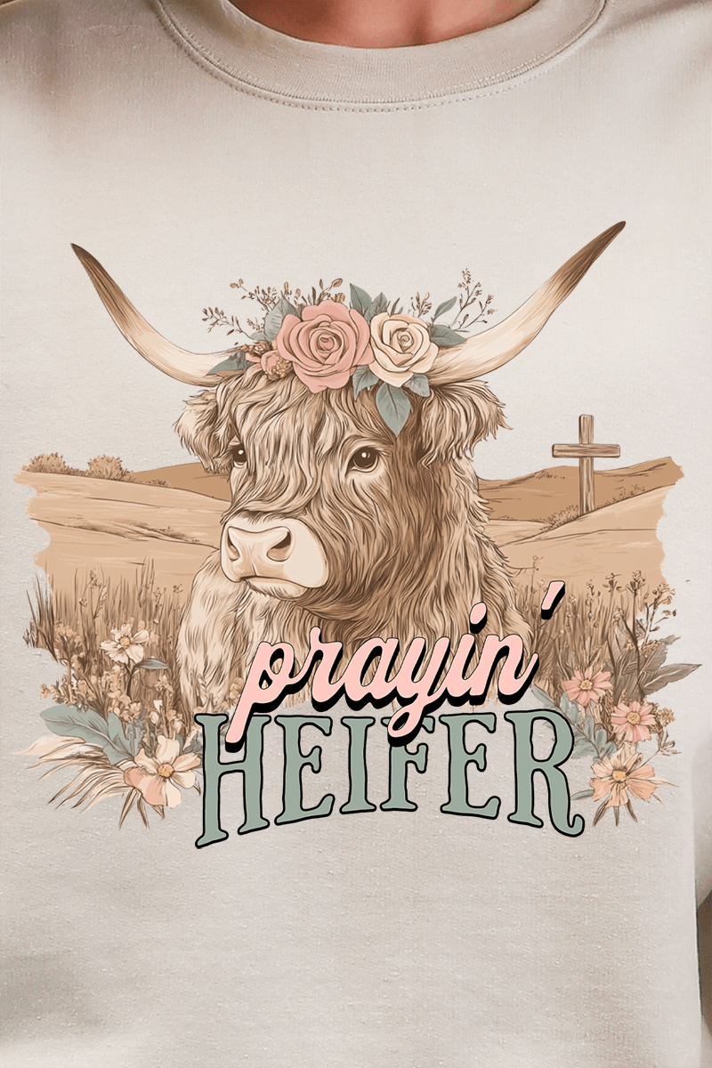Prayin' Heifer Ecosmart Crewneck Sweatshirt - Wholesale Accessory Market