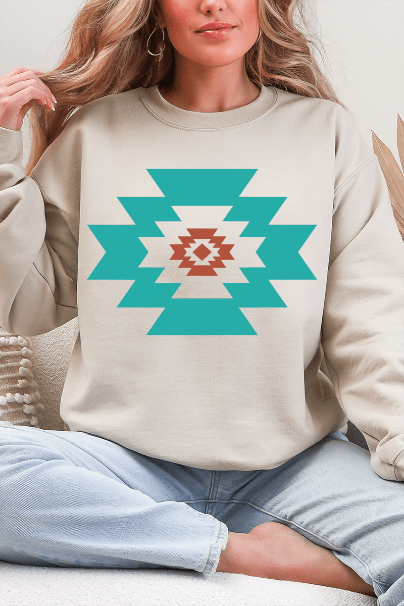 Punchy Aztec Ecosmart Crewneck Sweatshirt - Wholesale Accessory Market
