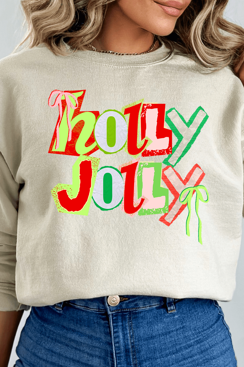 Retro Holly Jolly Ecosmart Crewneck Sweatshirt - Wholesale Accessory Market
