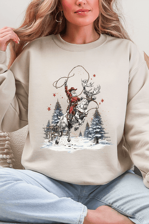 Retro Rodeo Santa Ecosmart Crewneck Sweatshirt - Wholesale Accessory Market
