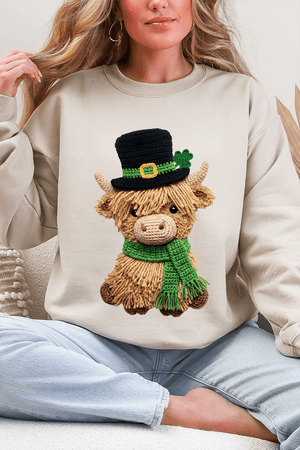 Shamrock & Moo Faux Yarn Ecosmart Crewneck Sweatshirt - Wholesale Accessory Market