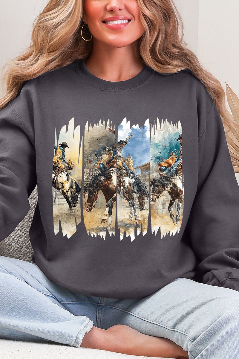 Retro Rodeo Rebel Ecosmart Crewneck Sweatshirt - Wholesale Accessory Market