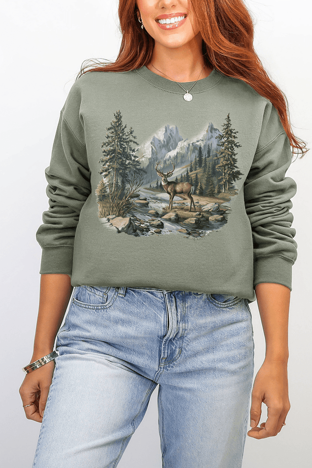 Alpine Deer Ecosmart Crewneck Sweatshirt - Wholesale Accessory Market