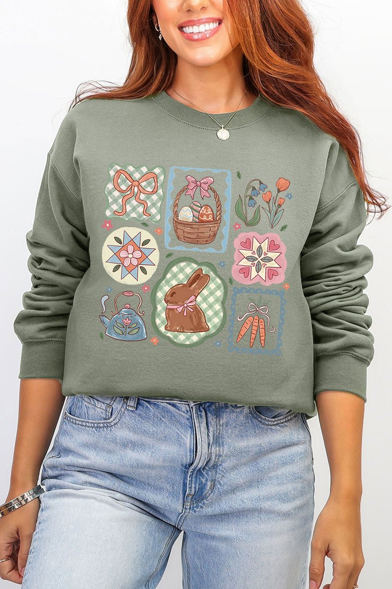 Blossom Bunny Patch Ecosmart Crewneck Sweatshirt - Wholesale Accessory Market