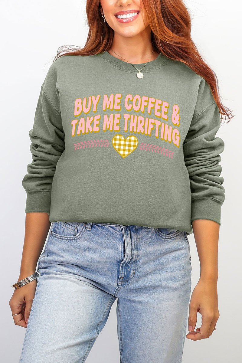 Buy Me Coffee And Take Me Thrifting Ecosmart Crewneck Sweatshirt - Wholesale Accessory Market
