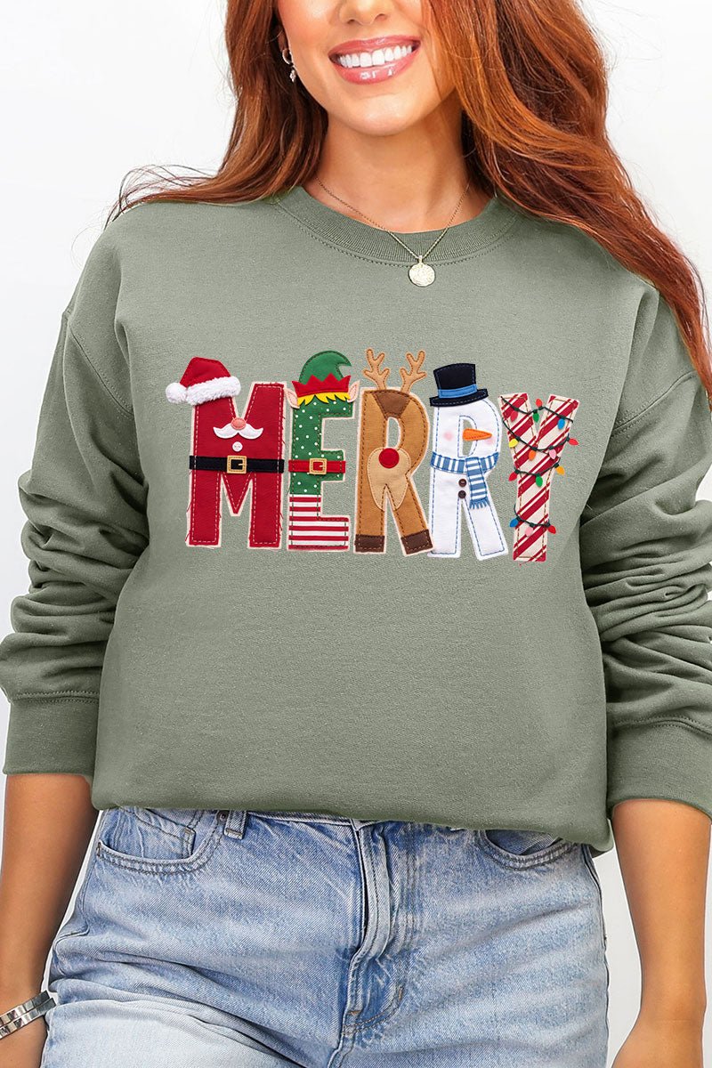 Christmas Characters Merry Ecosmart Crewneck Sweatshirt - Wholesale Accessory Market