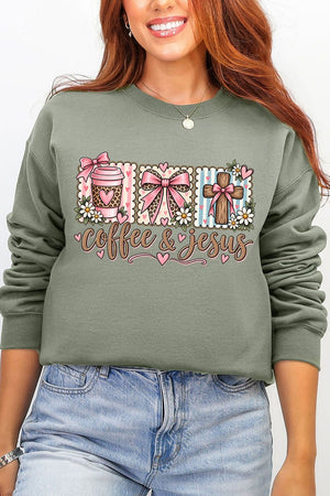 Coffee & Jesus Coquette Ecosmart Crewneck Sweatshirt - Wholesale Accessory Market