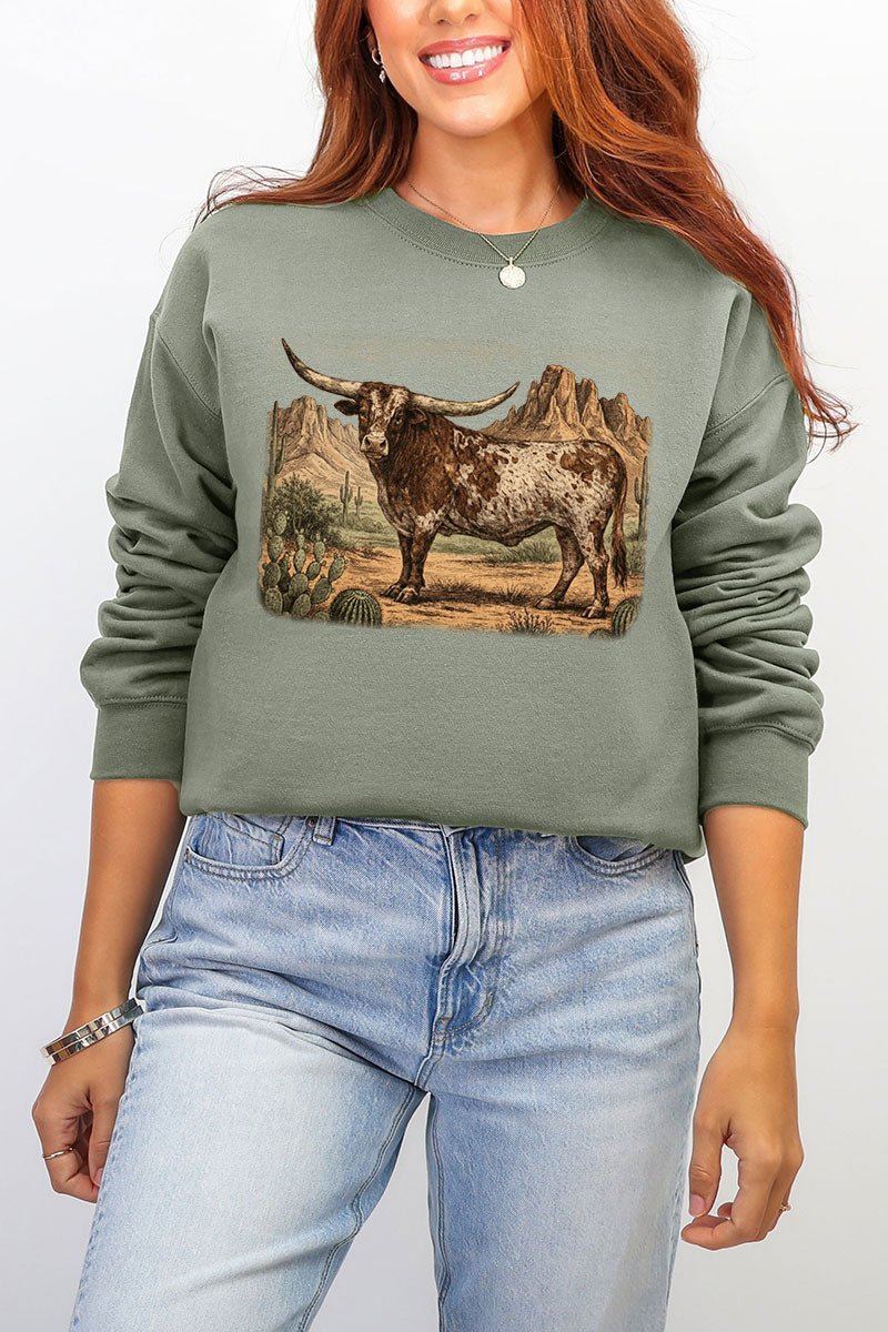 Desert Monarch Longhorn Ecosmart Crewneck Sweatshirt - Wholesale Accessory Market