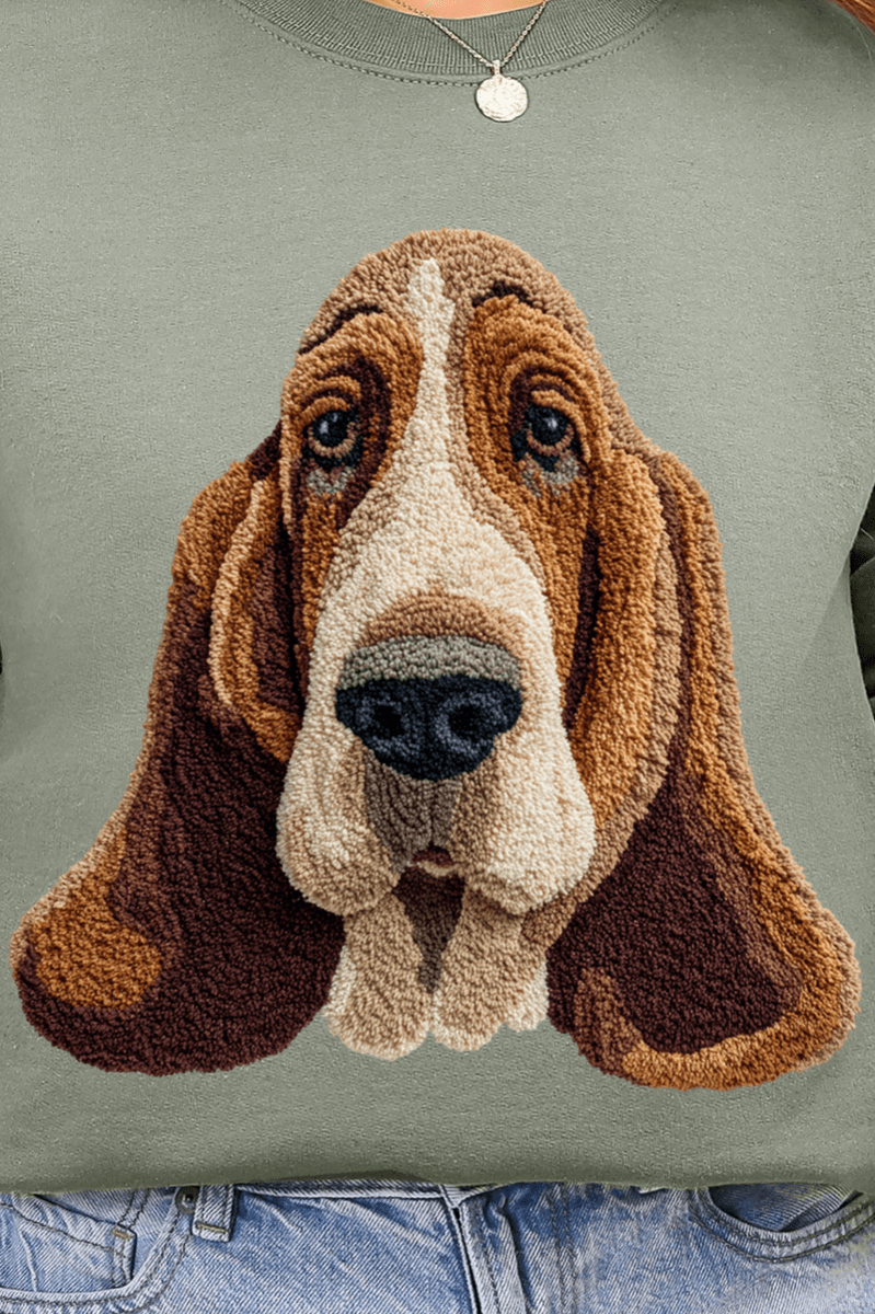 Faux Yarn Basset Hound Ecosmart Crewneck Sweatshirt - Wholesale Accessory Market