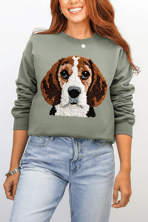 Faux Yarn Beagle Ecosmart Crewneck Sweatshirt - Wholesale Accessory Market
