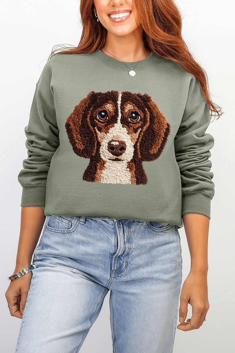 Faux Yarn Dachshund Ecosmart Crewneck Sweatshirt - Wholesale Accessory Market