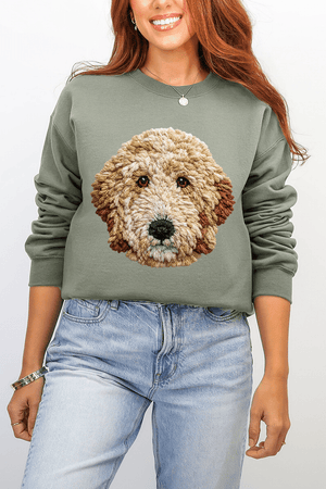 Faux Yarn Goldendoodle Ecosmart Crewneck Sweatshirt - Wholesale Accessory Market