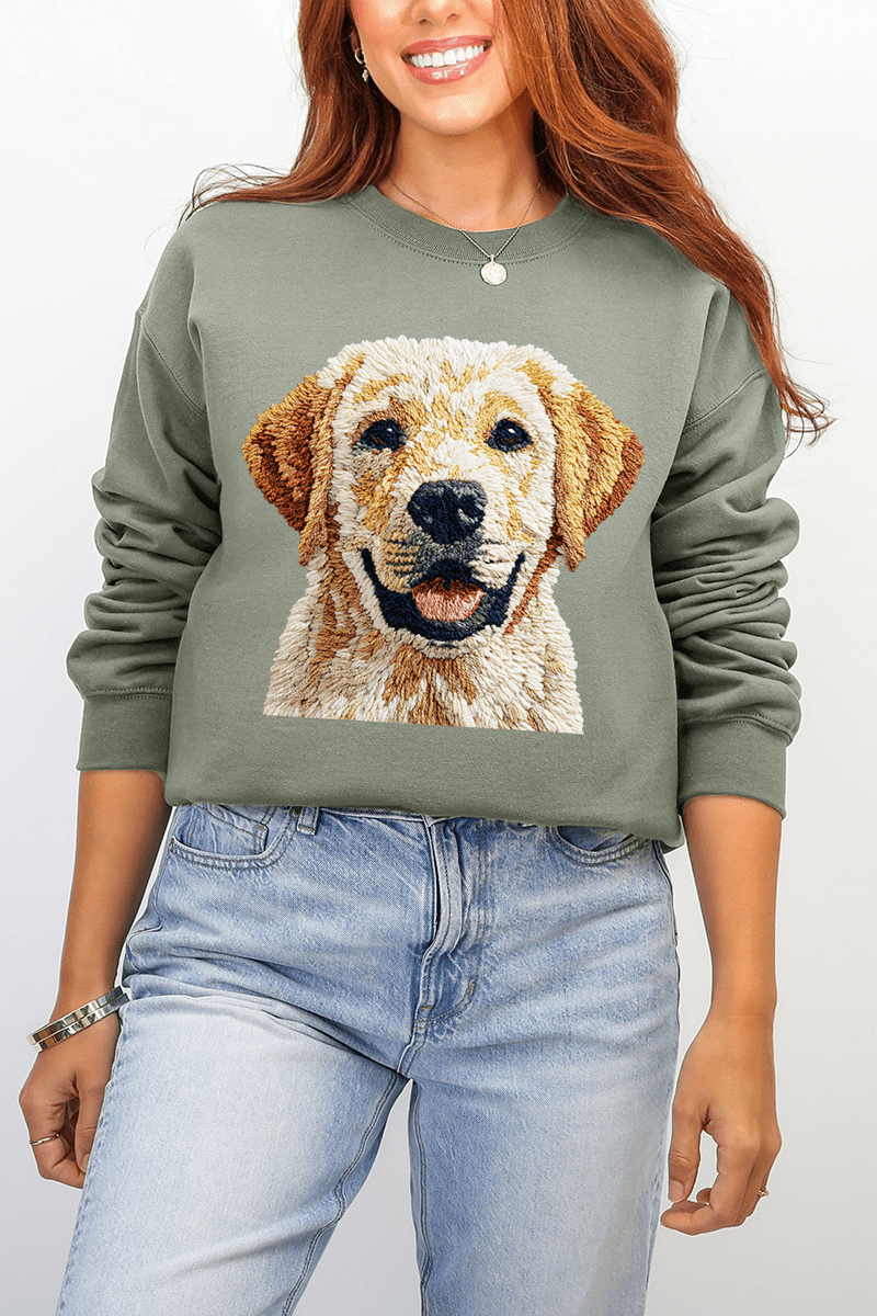 Faux Yarn Yellow Labrador Retriever Ecosmart Crewneck Sweatshirt - Wholesale Accessory Market