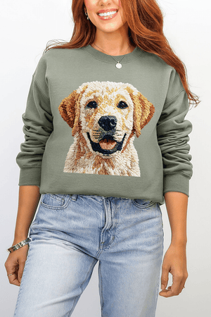 Faux Yarn Yellow Labrador Retriever Ecosmart Crewneck Sweatshirt - Wholesale Accessory Market