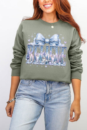Frosted Fairytale Believe Ecosmart Crewneck Sweatshirt - Wholesale Accessory Market