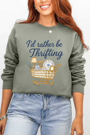 I'd Rather Be Thrifting Ecosmart Crewneck Sweatshirt - Wholesale Accessory Market