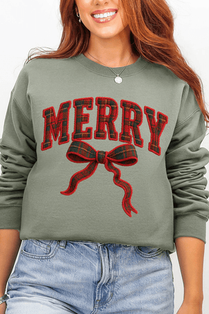 Merry In Plaid Ecosmart Crewneck Sweatshirt - Wholesale Accessory Market