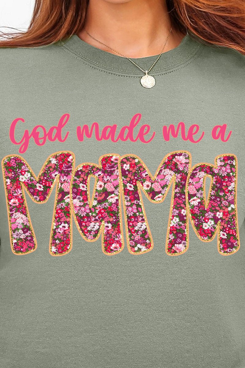 Pink God Made Me A Mama Ecosmart Crewneck Sweatshirt - Wholesale Accessory Market