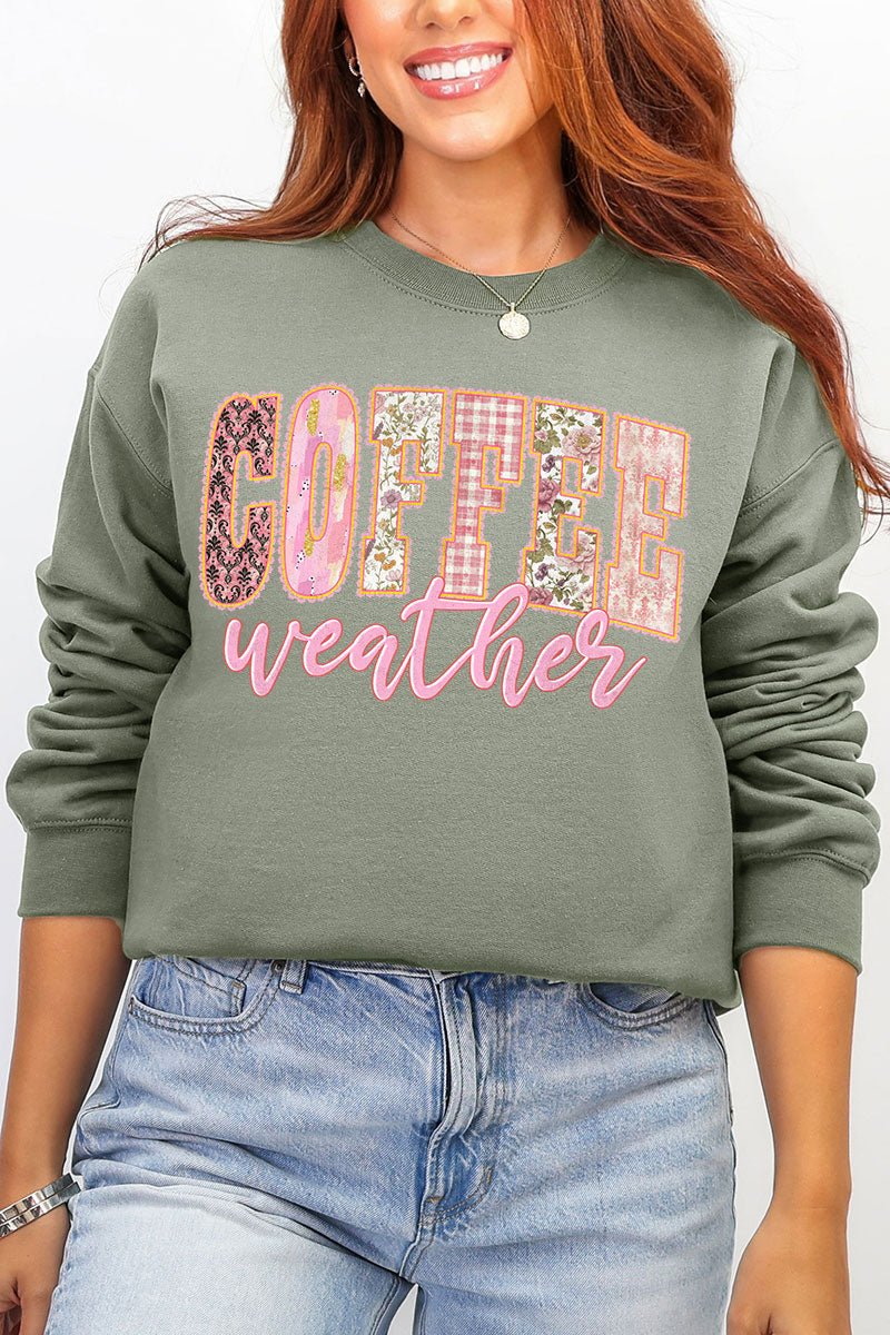 Pink Lace Coffee Weather Ecosmart Crewneck Sweatshirt - Wholesale Accessory Market