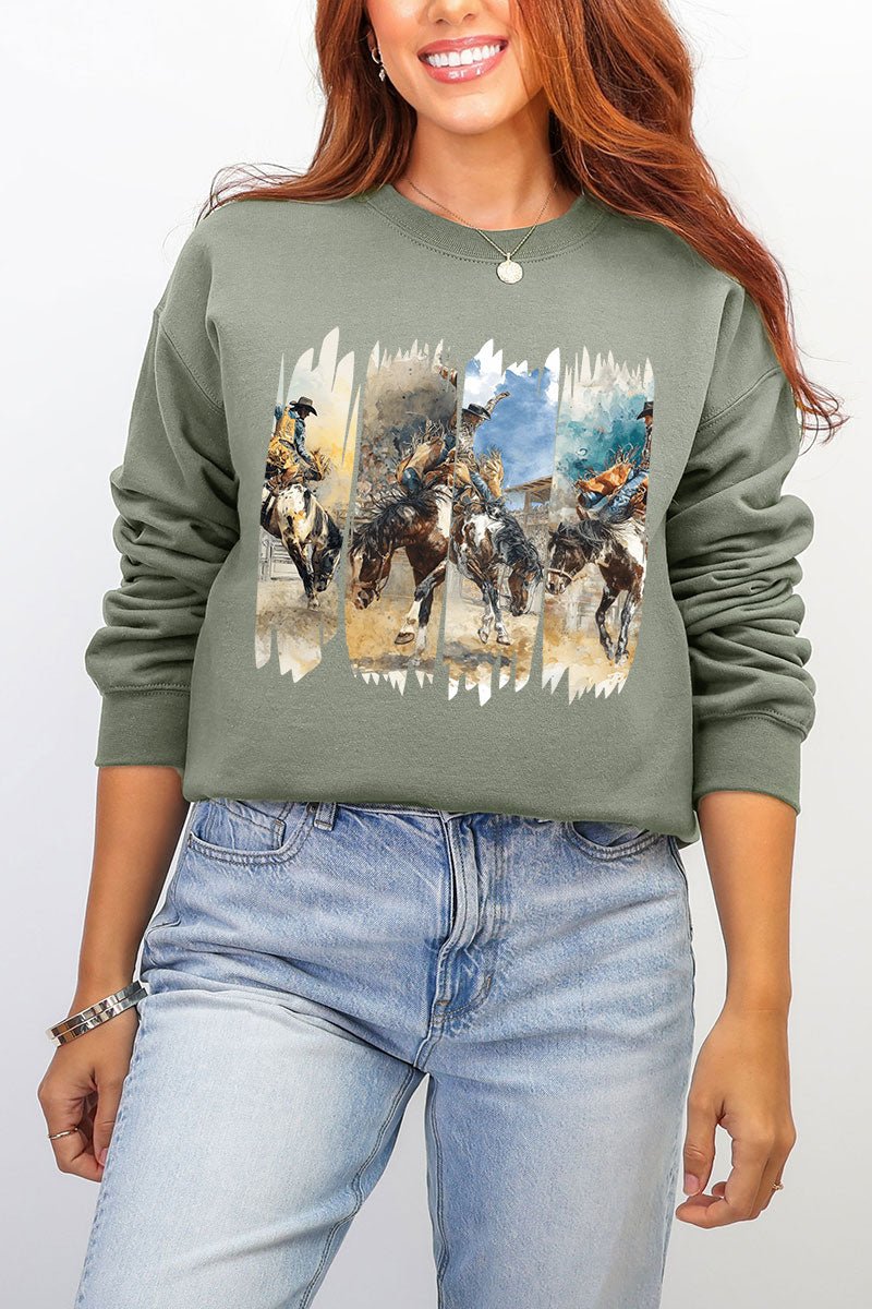 Retro Rodeo Rebel Ecosmart Crewneck Sweatshirt - Wholesale Accessory Market