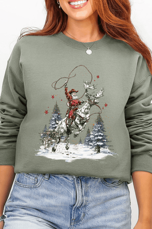 Retro Rodeo Santa Ecosmart Crewneck Sweatshirt - Wholesale Accessory Market