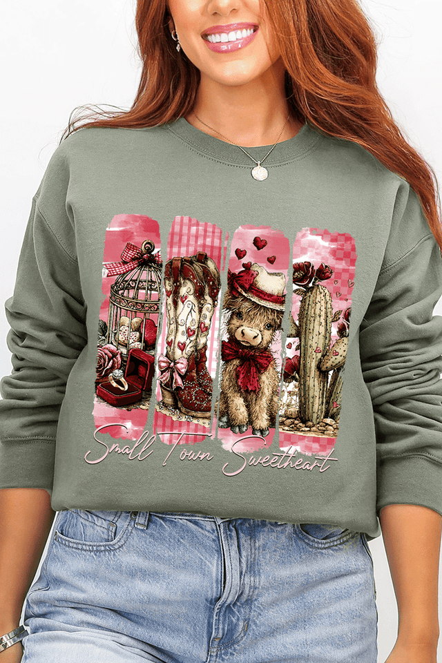 Small Town Sweetheart Ecosmart Crewneck Sweatshirt - Wholesale Accessory Market